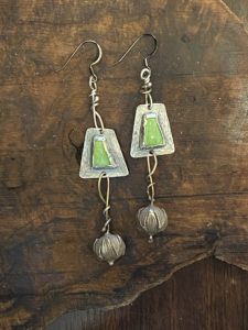 Sterling silver, Gaspeite, and Hill Tribe silver earrings