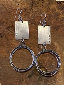 Sterling silver and stainless steel earrings